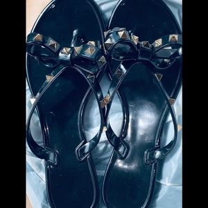 Valentino Rubber Rockstud Thong Jellies